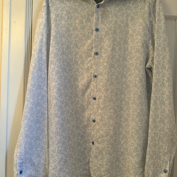 Lauro Napoli 100% Linen Shirt - Made in Italy - Blue Floral 3Xl (fits smaller) - Picture 3 of 5